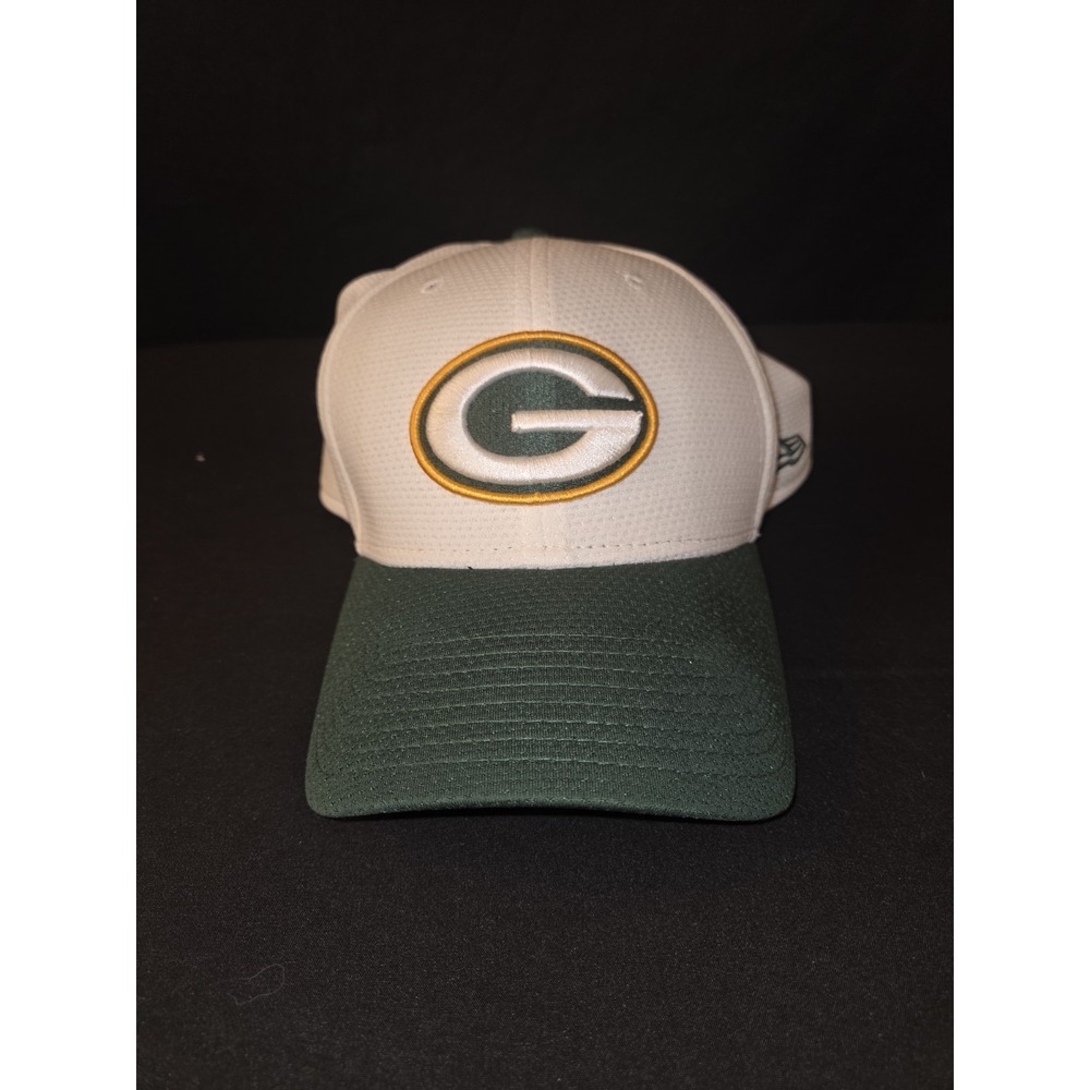 New era Green Bay Packers hat cap Med‎ Large White flexfit flex fit H41 New